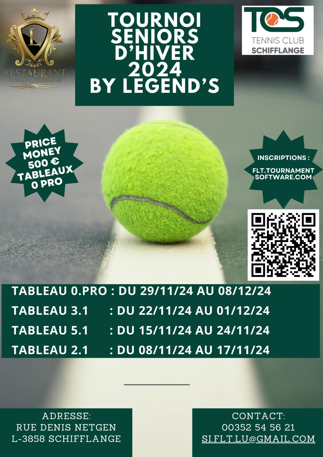 Actualite - TOURNOI TCS SENIORS HIVER 2024 By Legend'S